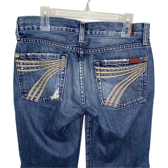7 For All Mankind Dojo Jeans size 27 Dark Blue Denim Grommet Pockets - Picture 5 of 16